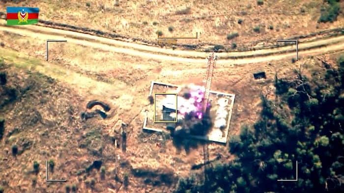 Aerial view of a ground explosion.