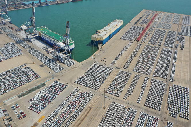 Automobiles destined for export at the port of Yantai, China, May 3, 2023.